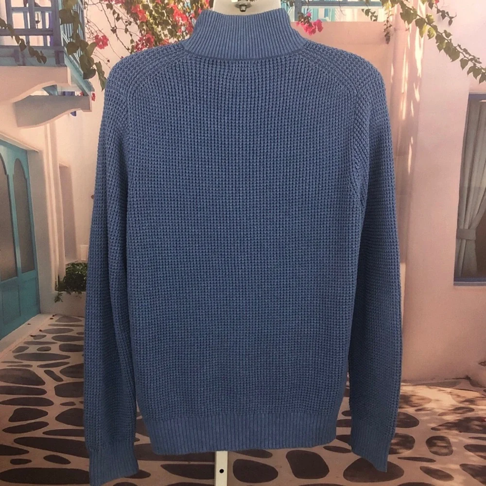 J. Crew Waffle Knit Blue Quarter Zip Pullover